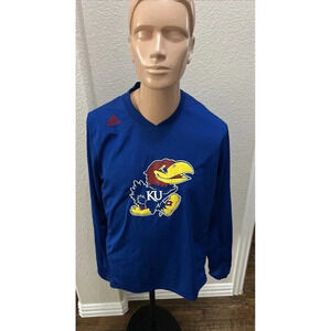 Adidas KU University Of Kansas Jayhawks Basketaball Long Sleeve Athletic Shirt M